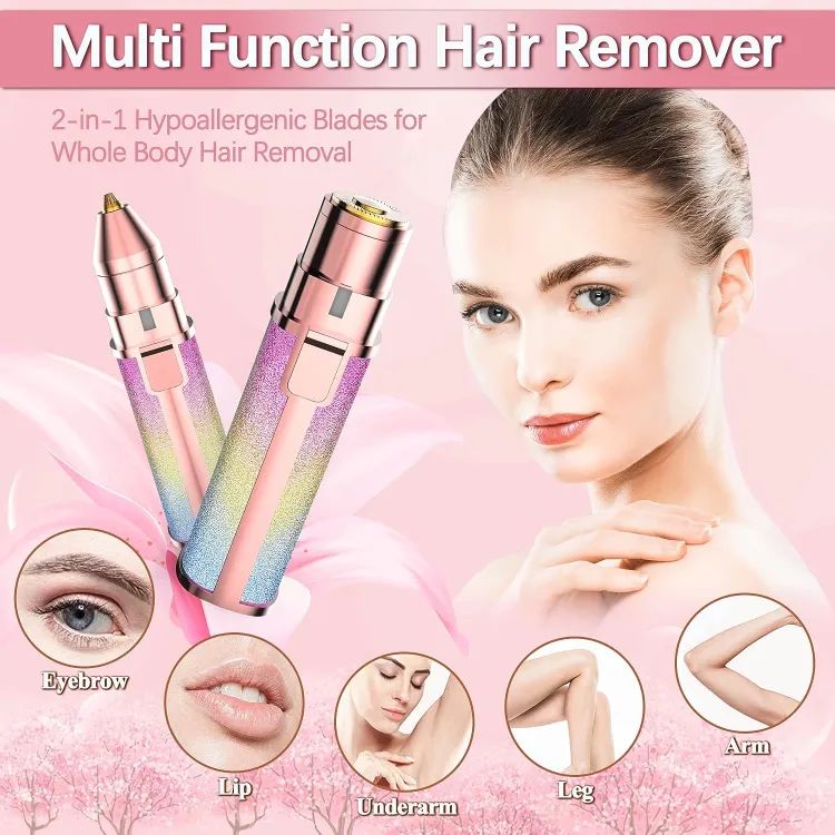 2in1 Electric Trimmer and Shaver Rechargeable Hair Remover for All Parts Use Painless Precision Eyebrow Trimmer and Eyebrow Face Lips Nose Chin Arm