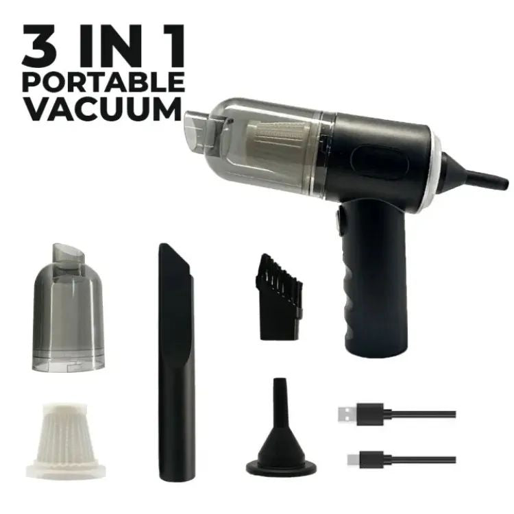 3 in 1 Portable Vacuum Cleaner Duster Blower Air Pump Wireless Handheld Clean Car, Home, Computer, Laptop, Mirror Vehicle Interior Cleaner