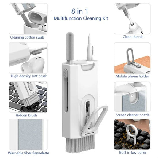 8In1 Computer Keyboard Cleaner Brush Kit Earphone Cleaning Pen for Phone Cleaning Tools