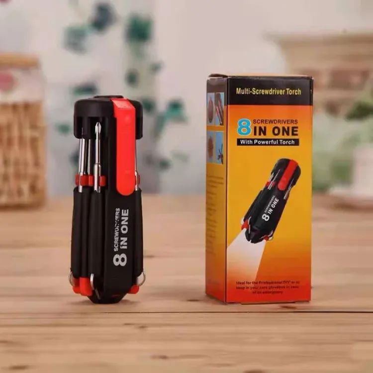 8in1 Screw Driver Screwdriver Tool Kit With LED Torch Multifunctional Screwdriver Multi Portable with 6LED Torch Tools Light Up Flashlight Maintenance