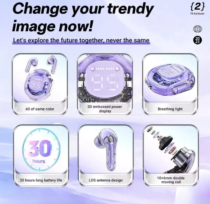 Air 39 Earbuds wireless Transparent airpods Air39 Bluetooth Gaming EARBUDS LED Display Super Bass HD sound Quality Trendy earphone Water Proof