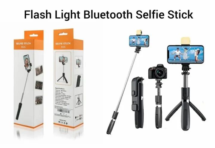 R1s Bluetooth Selfie Sticks with Remote and Selfie Light 3-in-1 Multifunctional Self Tripod & Mobile Stand Compatible with All Phones 360° Rotation with LED Fill Light