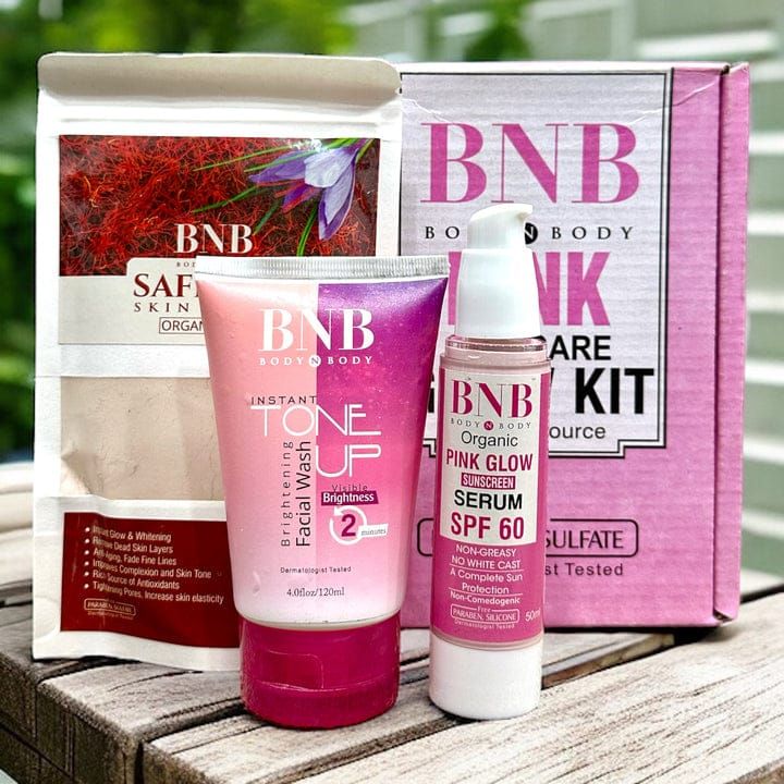 BNB Organic Pink Glow Kit ( Tone up Facewash + Saffron Mask + Pink Glow Sunscreen)