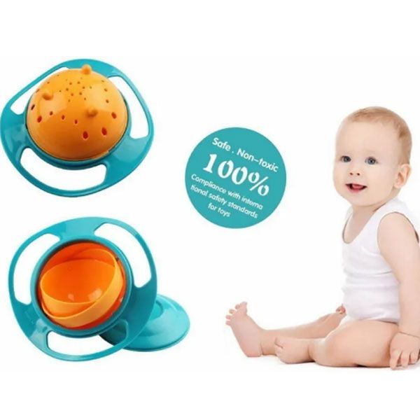 Magic Gyro Bowl 360 Degree Rotation Spill Resistant with Lid For Infant, Toddler Baby Kids Children Training Feeding Bowl