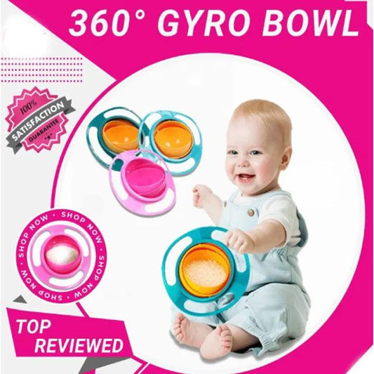 Magic Gyro Bowl 360 Degree Rotation Spill Resistant with Lid For Infant, Toddler Baby Kids Children Training Feeding Bowl
