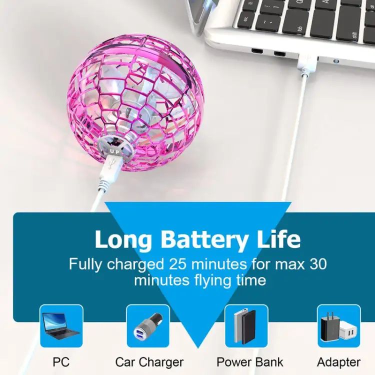 Gyrosphere Flying Spinner chargeable for Kids or Adults Mini Flying Ball Toys with360° Rotating and LED Lights