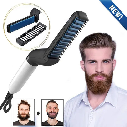 Hair & Beard Straightener For Men Multifunctional Comb Curling Electric Brush Beard Comb