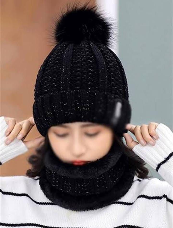 WINTER CAP 2PIECE SET IMPORTED ITEM PREMIUM QUALITY WARMER ITEM STUFF WOOLEN LYCRA FREE SIZE