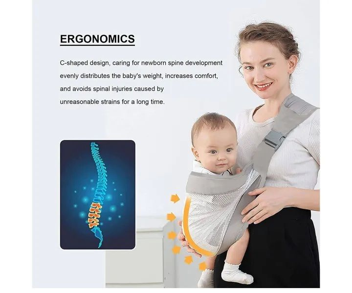 Baby Carrier Belt – Adjustable Baby Carry Sling for Newborns & Toddlers | Ergonomic Breathable Infant Carrier with Hip Seat | Soft Baby Carrier Wrap