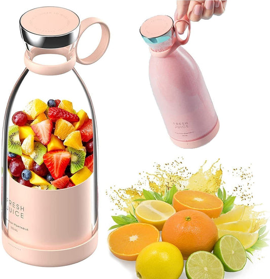 Portable Electric Blender Bottle Juicer for Shakes and Smoothies, Mini Juicer Bottle for Traveling (Multicolour) USB Chargeable Juicer Blender6 Blades 380ml-