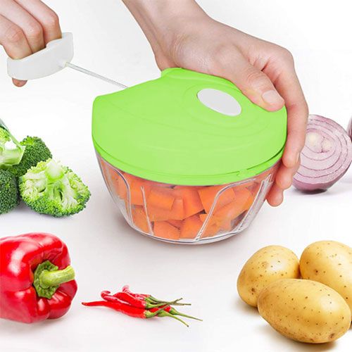 Speedy Chopper Manual Hand Pull Vegetable & Meat Mini Turbo Cutter Easy Spin Quick Cutter - Vegetable Fruit Nut Onion Chopper