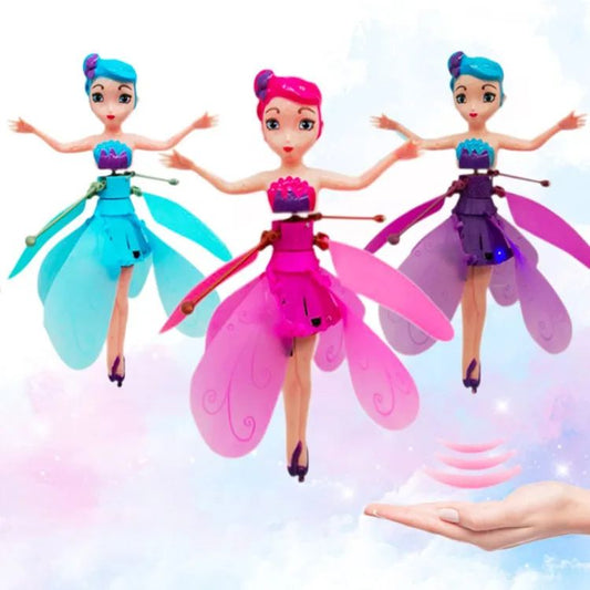 Rechargeable Flying Fairy Princess Doll for Girls – Hand Gesture Sensor Control, LED Lights, Safe Indoor Hovering Toy Gift for Kids