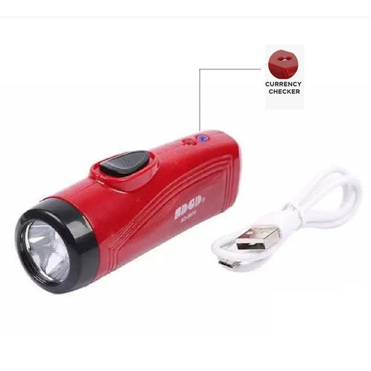 2 in 1 Rechargeable LED Flash Torch Light with Money Detector Micro USB System Use 18650 Battery mini light