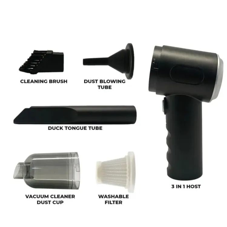 3 in 1 Portable Vacuum Cleaner Duster Blower Air Pump Wireless Handheld Clean Car, Home, Computer, Laptop, Mirror Vehicle Interior Cleaner
