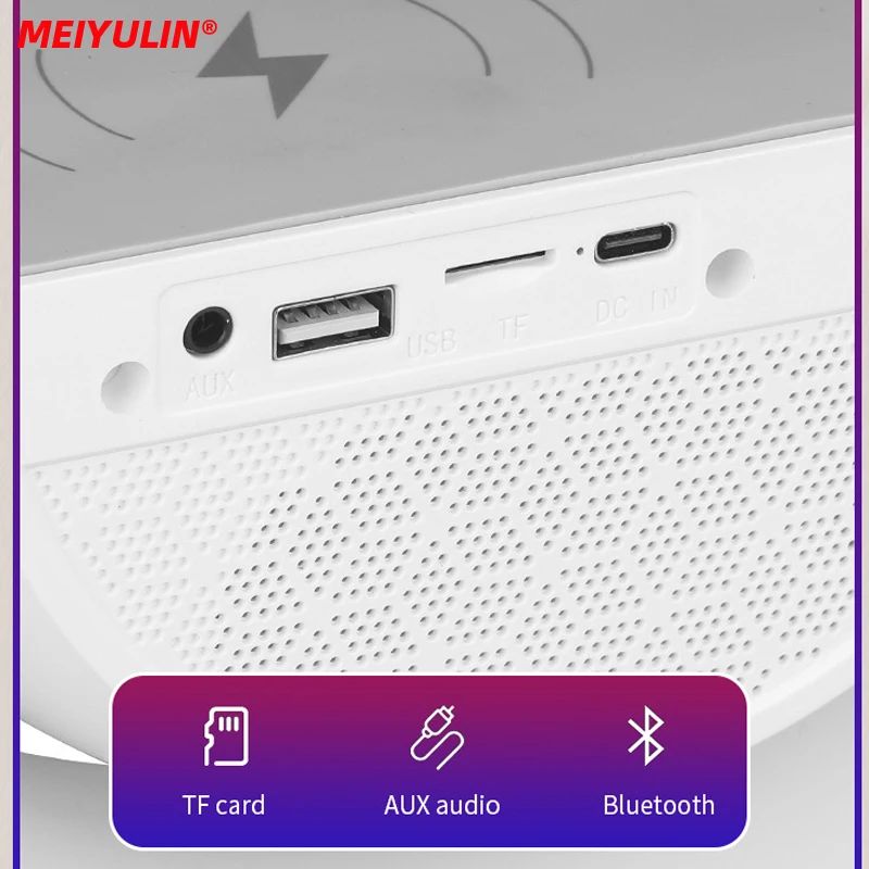 G Lamp Smart Bluetooth Speaker Wireless Fast Charger Station LED RGB Desk Light Support TF Card AUX for iPhon Samsung Power bank