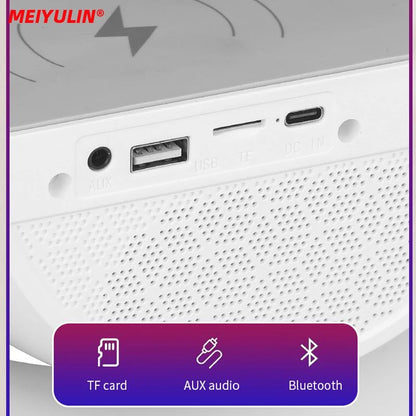 G Lamp Smart Bluetooth Speaker Wireless Fast Charger Station LED RGB Desk Light Support TF Card AUX for iPhon Samsung Power bank