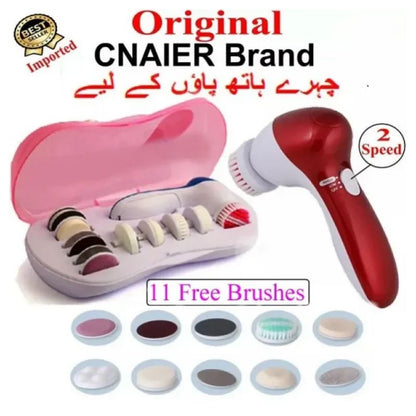 CNAIER 11 in 1 Face Massage Beauty Device Machine Facial Massager and Body Exfoliating Scrub Beauty Device Face Hand Foot Facial Machine Electric Callous Facial Brush Set Pedicure Care