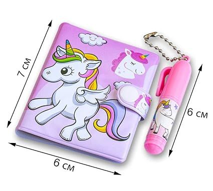 Kids Dairy With Pen Small Cartoon Pocket Diary with Small Pen for Kids