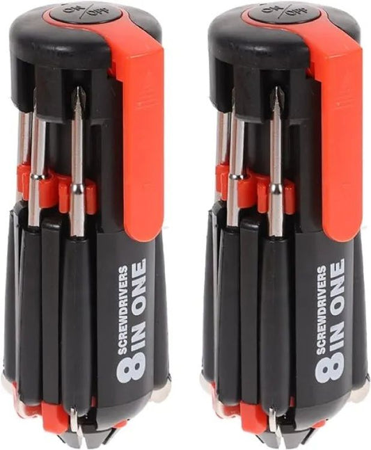 8in1 Screw Driver Screwdriver Tool Kit With LED Torch Multifunctional Screwdriver Multi Portable with 6LED Torch Tools Light Up Flashlight Maintenance