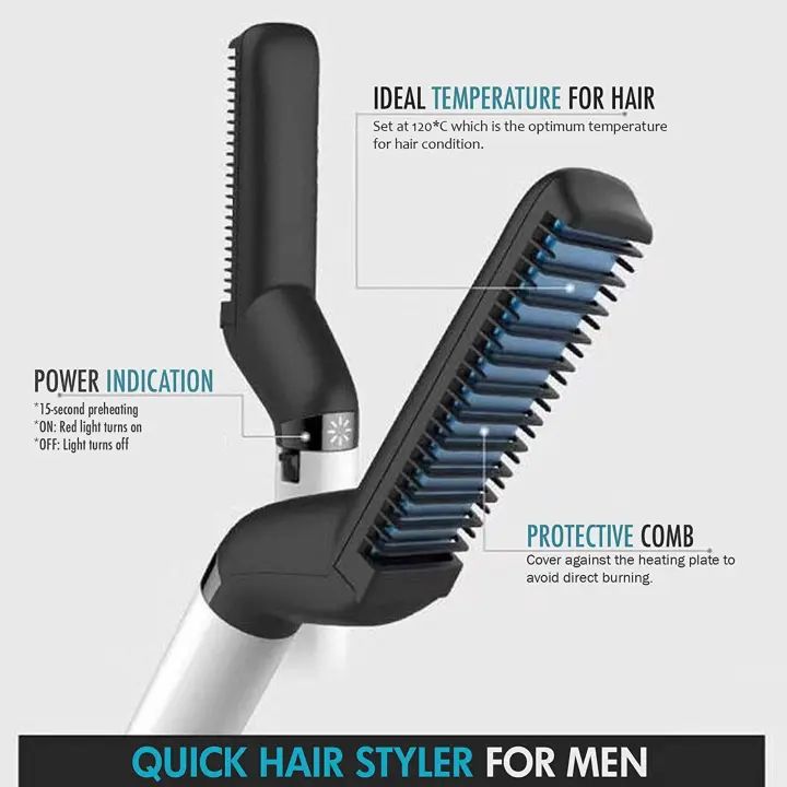 Hair & Beard Straightener For Men Multifunctional Comb Curling Electric Brush Beard Comb