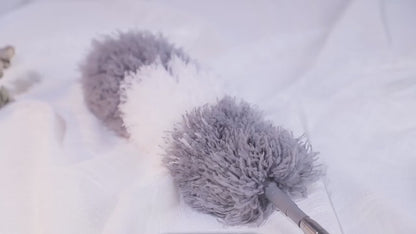 Microfiber Duster with Extension Pole Stainless Steel 30 to 100 with Bendable Head Extendable Long Gray Duster for Cleaning Ceiling Fan, Keyboard, Furniture, Cars