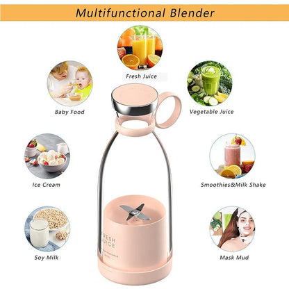 Portable Electric Blender Bottle Juicer for Shakes and Smoothies, Mini Juicer Bottle for Traveling (Multicolour) USB Chargeable Juicer Blender6 Blades 380ml-