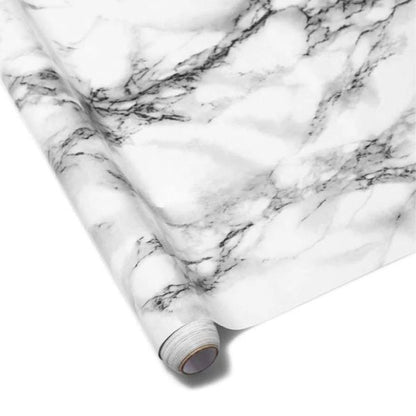 WHITE & BLACK Waterproof Heat Resistant Self Adhesive Anti Oil Kitchen Wallpaper Marble Sheet 60*200 for Kitchen
